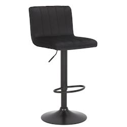 Décoshop26 - Tabouret de bar x1 pivotant hauteur réglable assise surpiqué en velours noir et métal noir 10_0004998 - noir 3000252401331_0