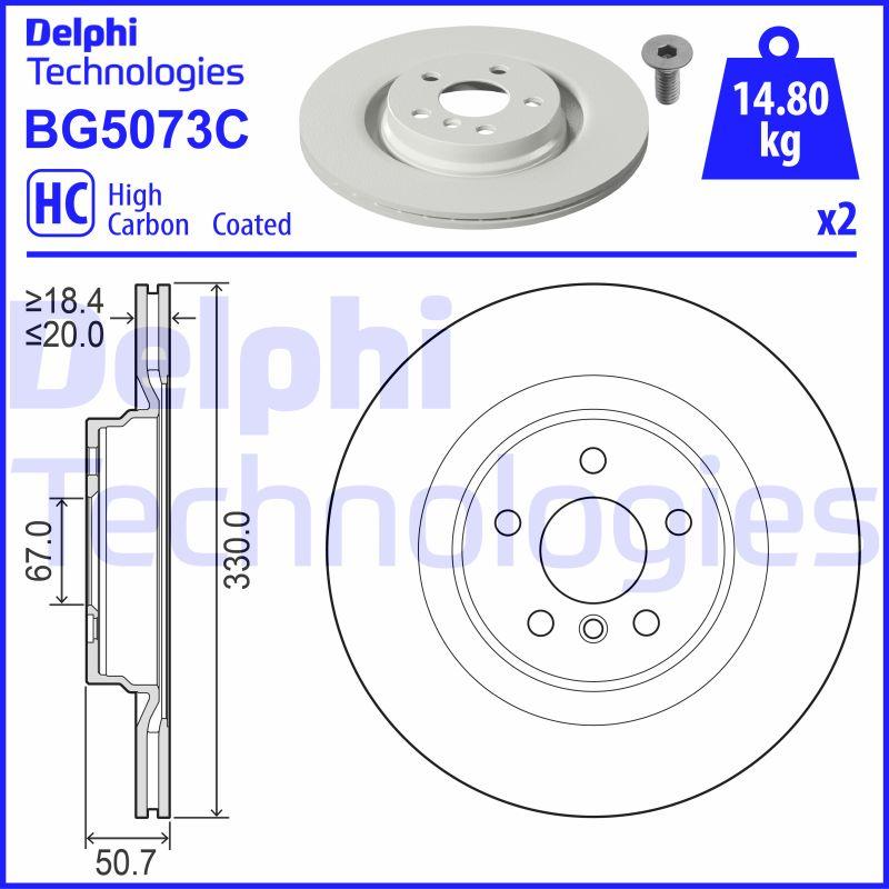 Disque de frein Delphi BG5073C - ventilé - boîte de 2 disques - côté arrière_0