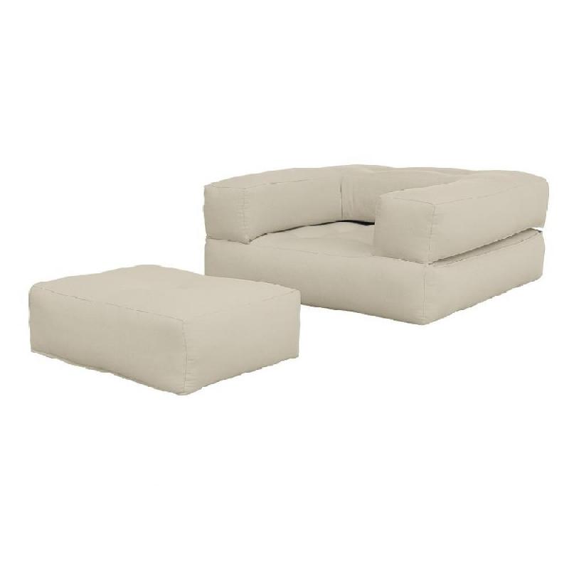 FAUTEUIL FUTON STANDARD CONVERTIBLE MINI CUBE COULEUR BEIGE_0