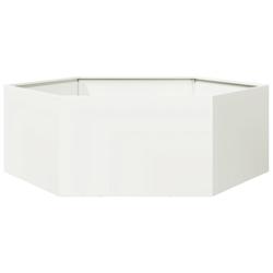 Helloshop26 - Jardinière bac lit surélevé plantes fleurs terrasse jardin hexagone 138 x 120 x 45 cm acier blanc 02_0038637 - 3000217657803_0