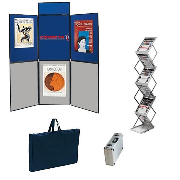Kit stand 6 panneau + 1 pancarte + présentoir alu-plexi 6 case + sac transport_0