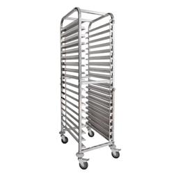 METRO Professional Chariot à étagères 2 en 1 GN 1/1 et plaque à pâtisserie GSC101821, acier inoxydable, 46.3 x 60.5 x 175 cm, argenté - argenté_0