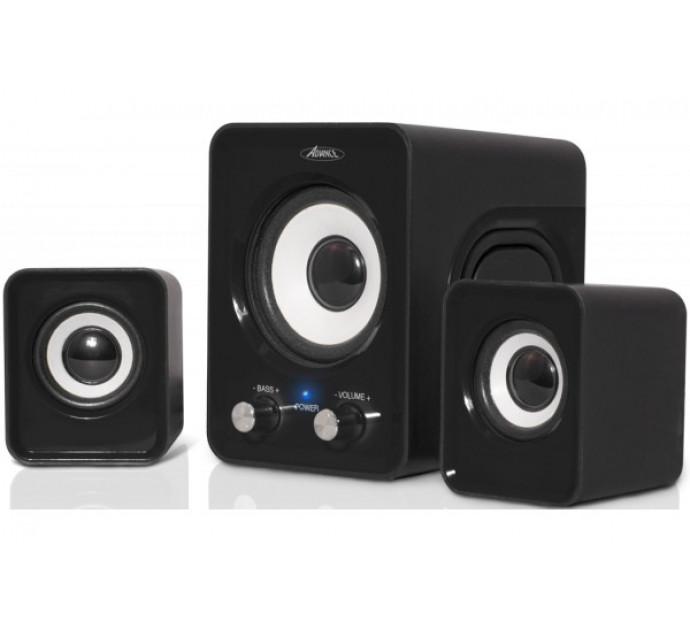 Mini enceintes stéréo 2.1 - 6W - Jack 3.5 mm - Noir - Référence 57703_0