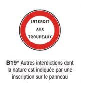 Signalisation d'interdiction et de fin d'interdiction type b19*_0