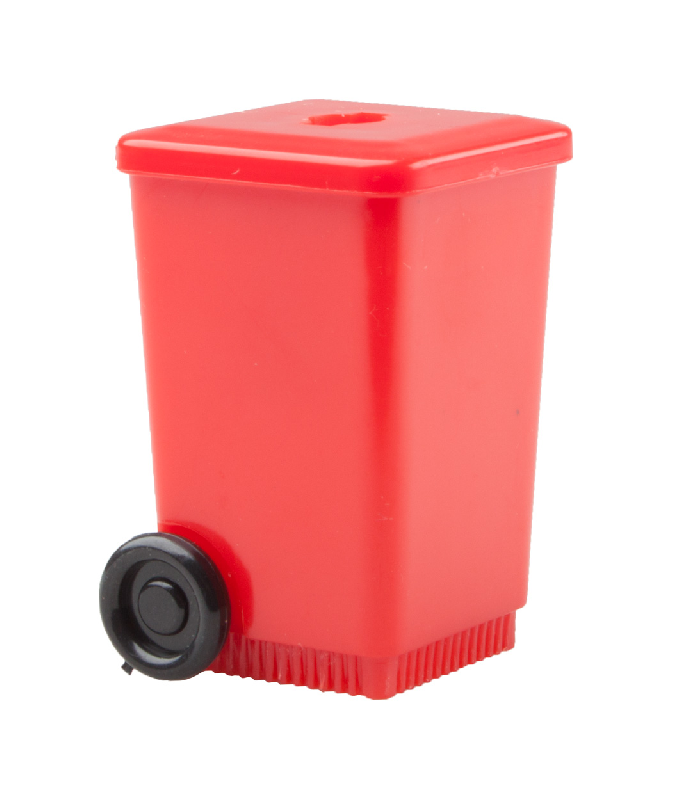 Taille-crayon en forme de container poubelle - couleur rouge - poids 19g_0