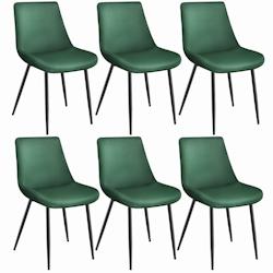 Tectake Lot de 6 chaises de salle à manger Monroe aspect velours - vert foncé -404931 - vert polyester 404931_0