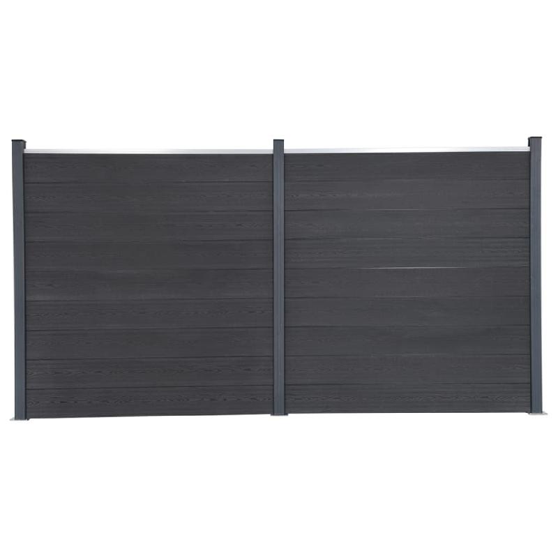 Vidaxl ensemble de panneaux de clôture gris 353x186 cm wpc 3211831_0