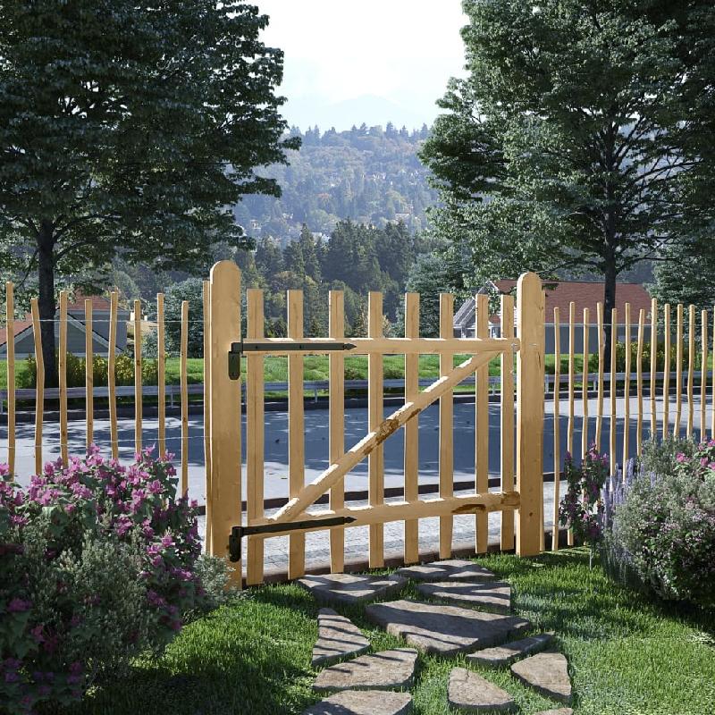 Vidaxl portillon simple de clôture bois de noisetier 100x90 cm 142590_0