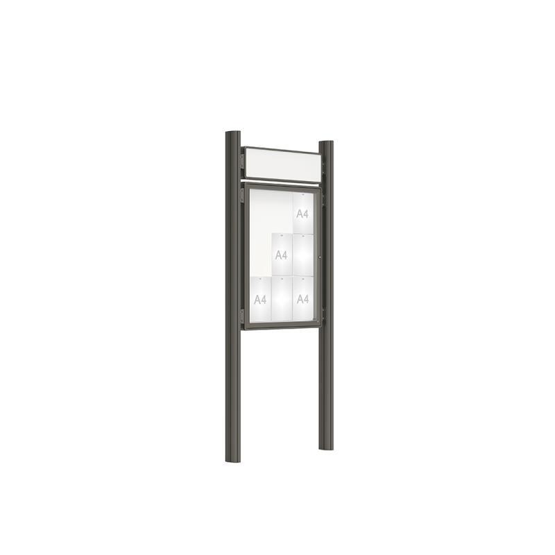 Vitrine extérieure 2000 sur poteaux Quatro - Réf : 410070+416404+402900 - Plexichocs®, serrure de sécurité et options personnalisables_0