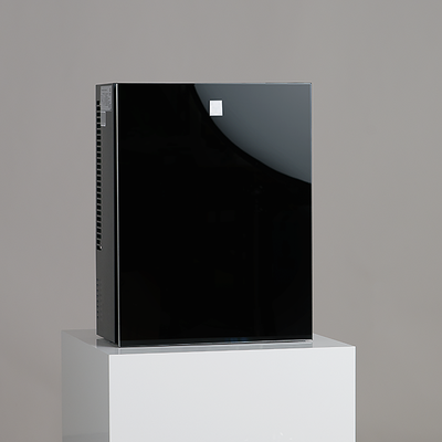 Wallbar minibar mural - verre fumé effet miroir - largeur 402 mm - profondeur 222 mm - hauteur 522 mm - noir - SKU: E-804-EL12_0