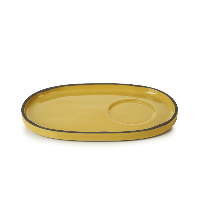 SOUS TASSE À THÉ OVALE JAUNE PORCELAINE 18 CM CARACTERE REVOL