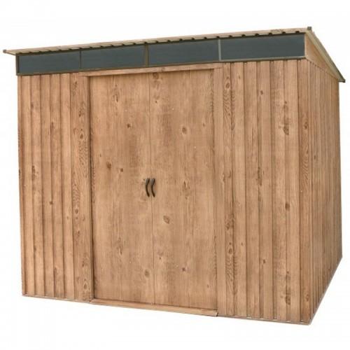 ABRI DE JARDIN MÉTAL IMITATION BOIS SKYLIGHT - 4,84M² - KIT ANCRAGE INCLUS DURAMAX