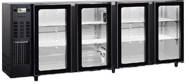 Arrière-bar réfrigéré noir 4 portes vitrées température +2/+8 °c - ... - PFGB229PV_0