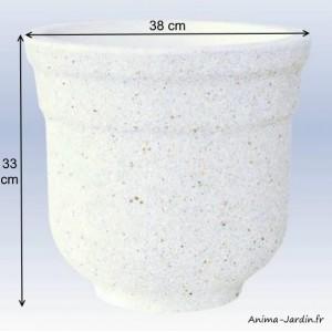 Bac rond Corinto - 253510 - 38 cm - Poterie de jardin Framusa en marbre grainé, robuste et résistante au gel_0