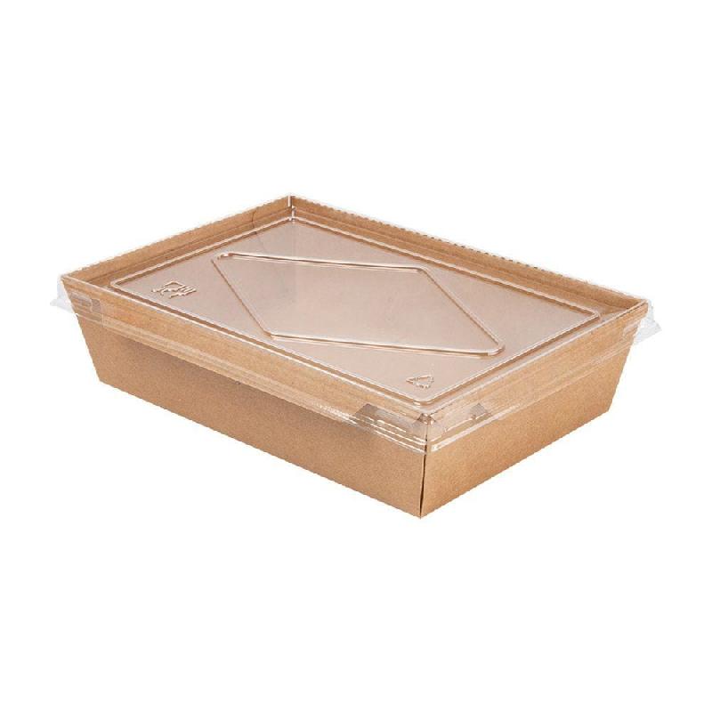 Barquette Kraft + couvercle PET 1200cc 19,8x13,8x5 - par 50_0
