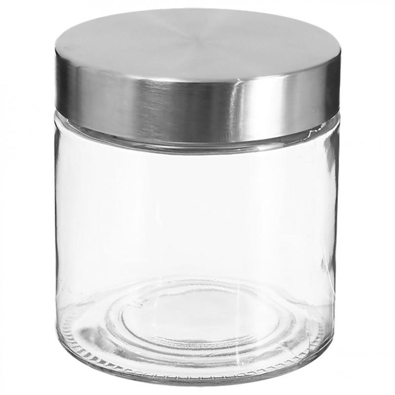 Bocal en verre hermétique Guy 750ml - Transparent & Argent - Paris Prix_0
