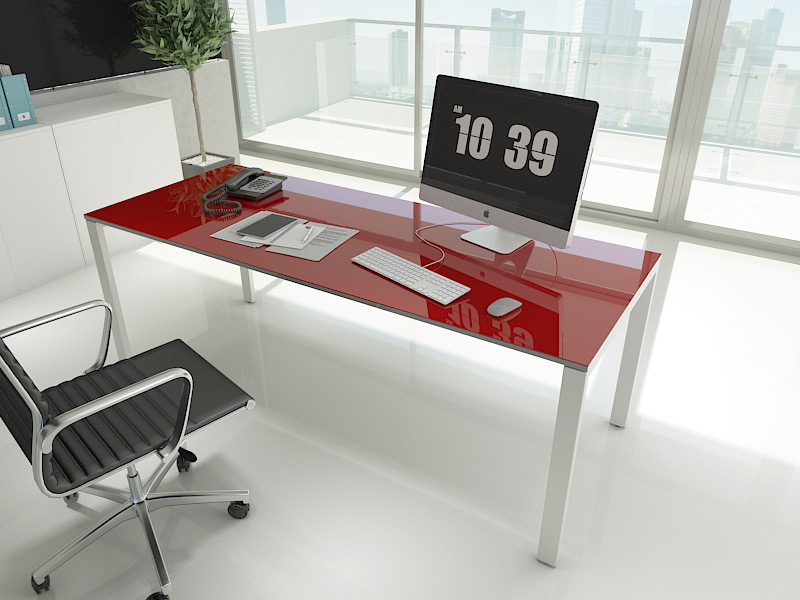 Bureau de direction en bois mélaminé avec résine laquée - DIAMOND_0