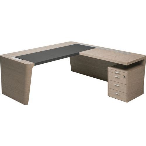 BUREAU X10 190X220X76 ORME GRIS INSERT CUIR ANTHRACITE - QUADRIFOGLIO