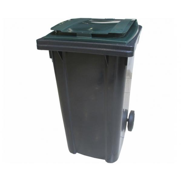 Conteneur poubelle bicolore - 240 litres Gris / Vert (RAL 6011)_0