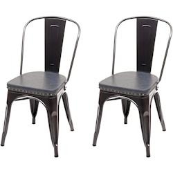 Décoshop26 - 2x chaises de salle à manger cuisine style industriel métal noir et synthétique gris CDS04456 - gris 3001538869609_0