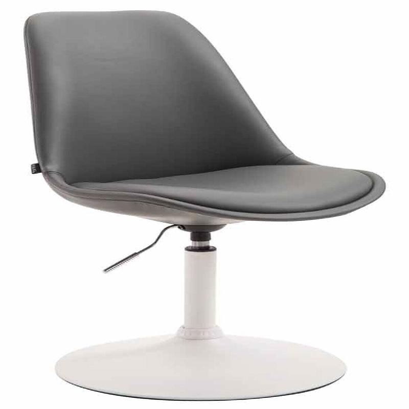Décoshop26 - Chaise de salle à manger x1 pivotante hauteur réglable en PVC gris et pied trompette en métal blanc 10_0008461 - blanc métal 3000266_0