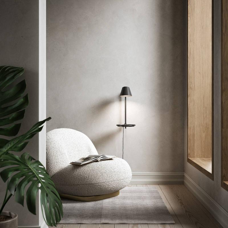 DFTP BY NORDLUX APPLIQUE MURALE LED STAY AVEC TABLETTE, NOIR