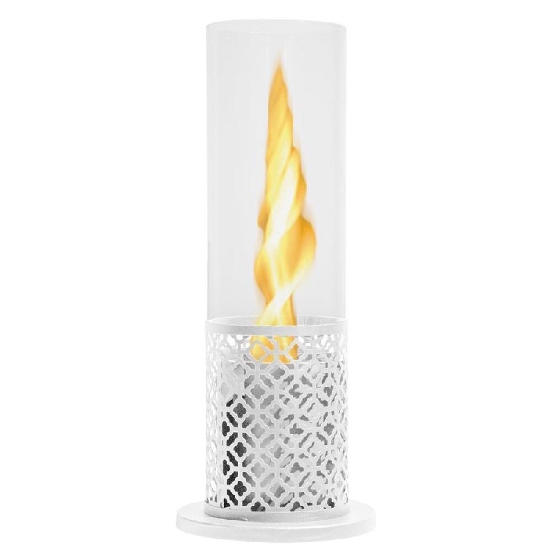 Divina Fire Cheminée au bioéthanol biocamin de table TOLOSA Blanc D20 x H49,5 intérieur extérieur - blanc 8056157804949_0
