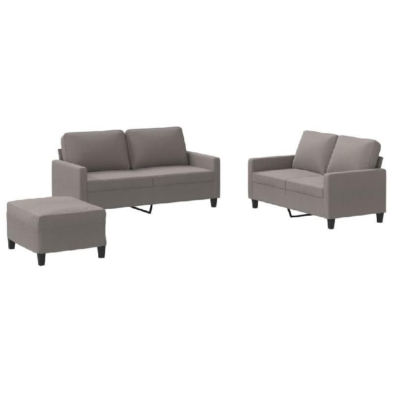 Ensemble de canapés 3 pcs avec coussins Taupe Tissu Modèle Quartz Royale - 8721012064263_0