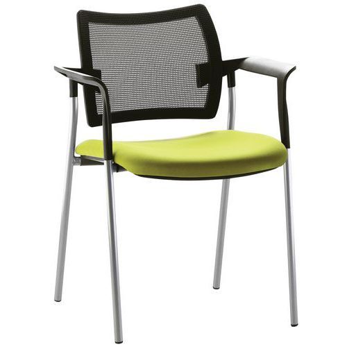 FAUTEUIL VISITEUR DOS RÉSILLE PIÈTEMENT NOIR 188 PISTACHE - SOKOA