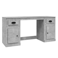 Helloshop26 - Bureau table poste de travail meuble d'ordinateur informatique étude avec armoire bois d'ingénierie gris 02_0023389 - 3000214296753_0