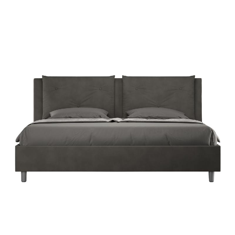 Lit Double King Size Avec Conteneur Rembourré 170X210 Appia Microfibre Gris - gris VE1721APPI041-CT_0