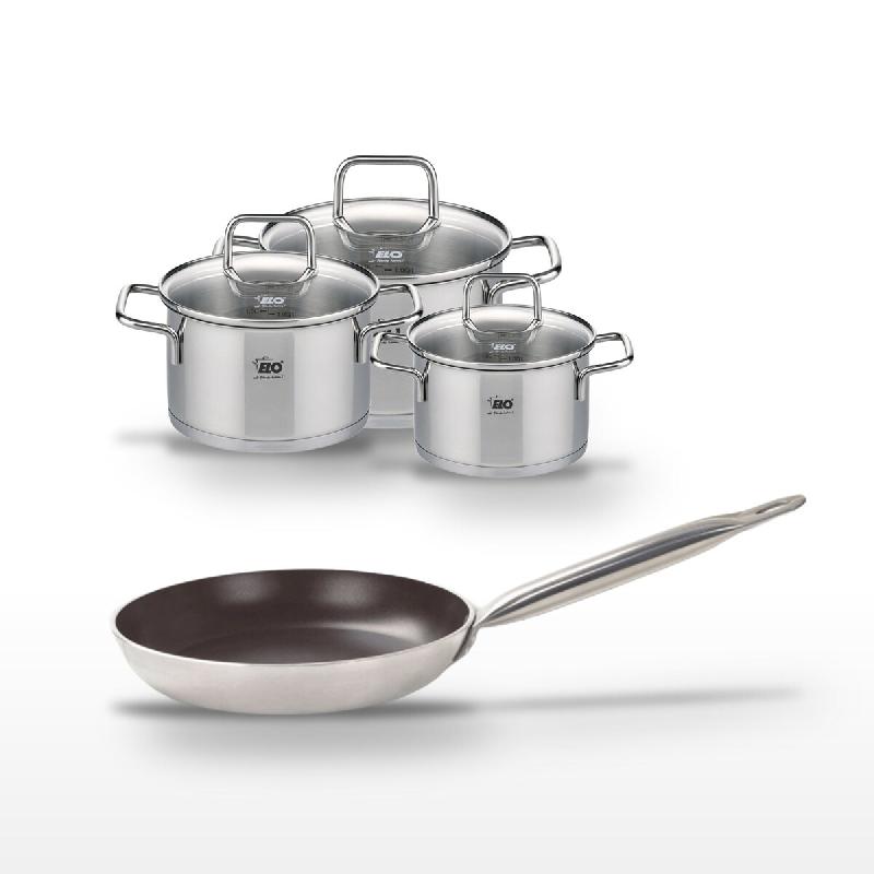 Lot Poêle 32 cm céramique Elo Bistro Line et 3 Faitouts inox Elo Citrin - gris 3176239967821_0