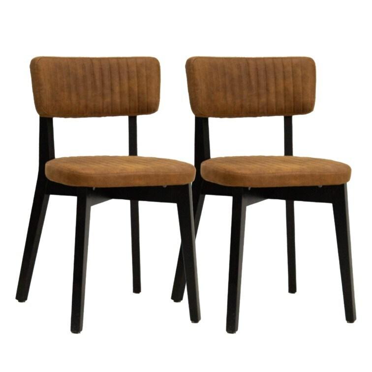 METRO PROFESSIONAL Chaise de restaurant rembourrée Alisora, lot de 2, bois de hêtre/simili cuir, brun cognac/wenge - marron polyester 4067373655417_0