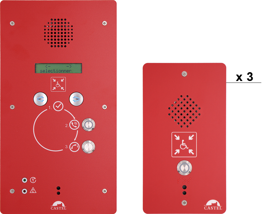 Pack interphonie EAS avec 3 postes refuges à 1 bouton d'appel et 1 centrale d'interphonie de sécurité - REFUGE EAS 3_0