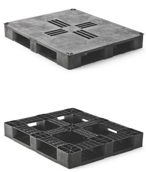 Palette en plastique médium 1200x1000x150 mm - plateau plein - 6 semelles - charge jusqu'à 6000 kg_0