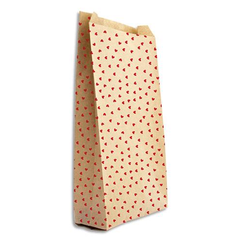 POCHETTES CADEAU EN KRAFT - FORMAT 11 X 21 CM + 5 CM - IMPRESSION COUR - SACHET DE 50