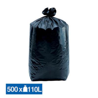 Sacs poubelle déchets légers noirs 110 L, lot de 500_0