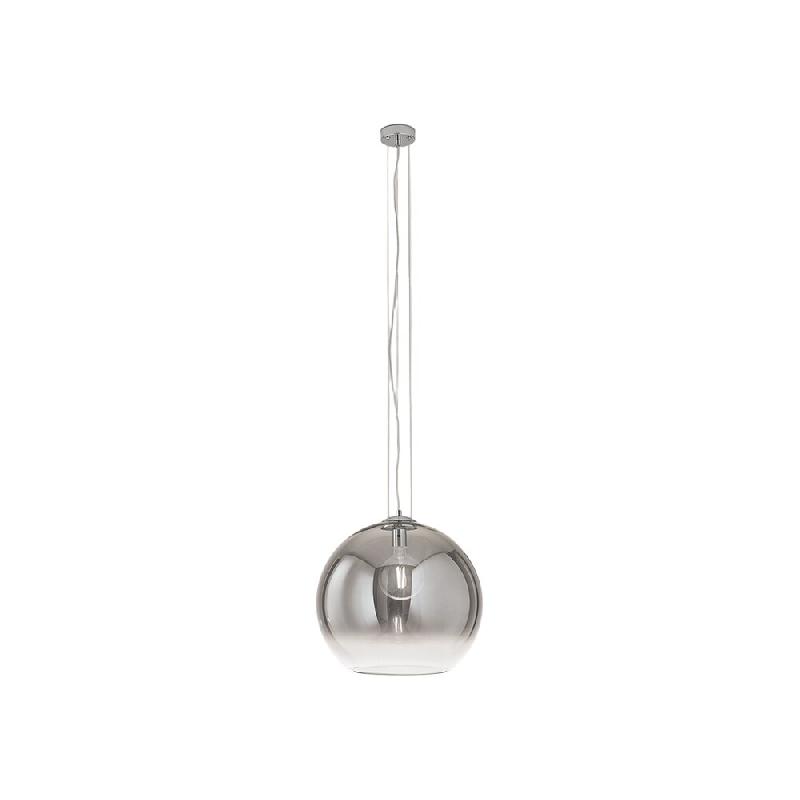 Suspension en verre soufflé série 10S48526, abat-jour fumé transparent et chrome poli, douille E27, diamètre 45 cm, hauteur 191 cm - Perenz - tran_0