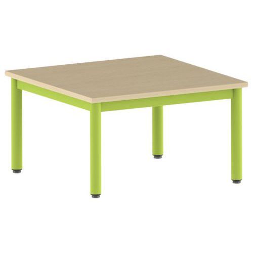 TABLE CARÉLIE 80 X 80 CM FIXE T1 STRAT HÊTRE MIEL- VERT 1864 - MOBIDECOR