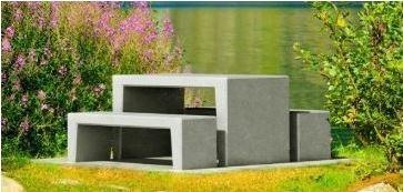 Table de pique-nique en béton armé Leny - design robuste pour espaces publics - 6 personnes - 3 finitions disponibles_0