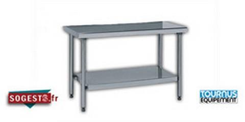 TABLE INOX CENTRALES SUR PIÉTEMENT AVEC ÉTAGÈRE HAUTEUR 900 MM GAMME 600 MM  600 X 1000