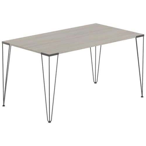 TABLE RÉUNION LORI 140 X 80 CM PLATEAU CHÊNE GRIS PIED NOIR - MBA