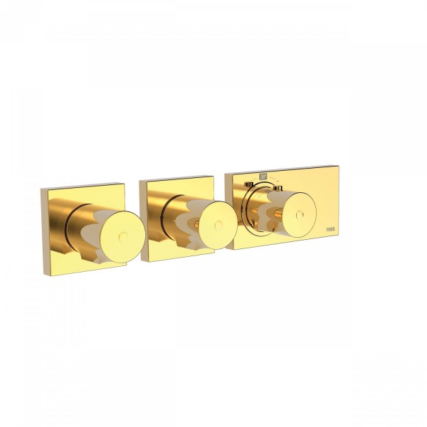 THERMOSTATIQUE À ENCASTRER BLOCK SYSTEM AVEC FERMETURE ET RÉGLAGE DU DÉBIT (4 VO - TRES 20735499OR