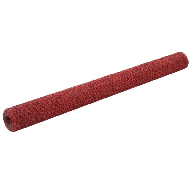 Vidaxl grillage acier avec revêtement en pvc 25x1,5 m rouge 143312_0