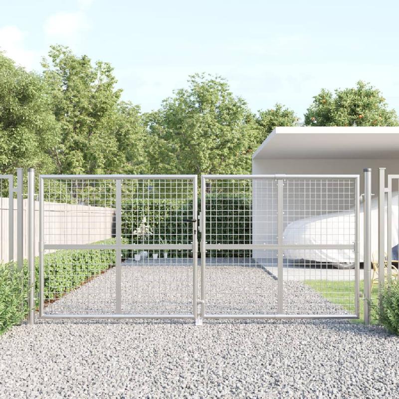 Vidaxl portal de jardin maille argenté 300x175 cm acier galvanisé 154531_0