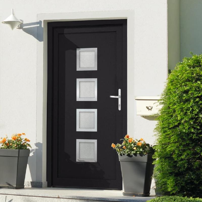 Vidaxl porte d'entrée anthracite 88x200 cm pvc 3187855_0