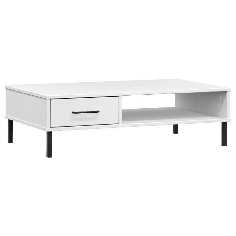 VidaXL Table basse avec pieds en métal Blanc Bois pin massif OSLO Modèle Horizon Chic - 351038_0