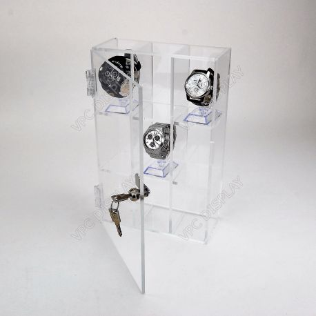 VMB0123 - Vitrine plexi sécurisée 9 casiers - Meuble présentoir avec serrure - Ht 32cm x Larg 20cm x Prof 8.5cm_0