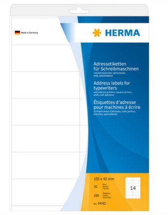 Étiquettes d'adresse pour machines à écrire - A4, 105 x 42 mm, référence 4442 - Papier mat, certifié FSC®_0