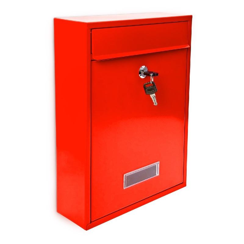 Boîte aux lettres murale design contemporain rouge - métal peint - verrouillable avec 2 clés - Helloshop26 1013004_0